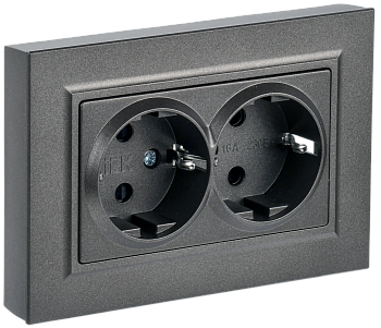 BRITE Розетка 2-местная с з/з с защитными шторками 16А в сборе РСш12-3-БрТБ темная бронза IEK