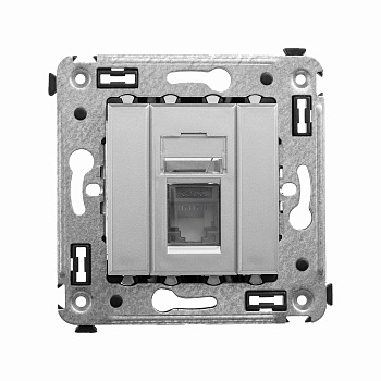 Компьютерная розетка RJ-45 в стену, кат.6А одинарная, "Avanti", "Закаленная сталь" DKC