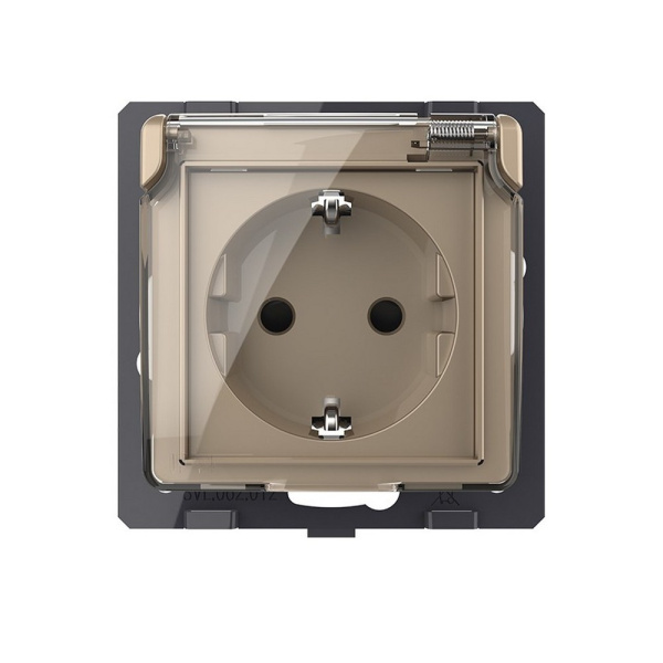 Розетка с заземлением защитными шторками водонепроницаемой крышкой золотая (механизм) Livolo Розетка с заземлением защитными шторками водонепроницаемой крышкой золотая (механизм) Livolo