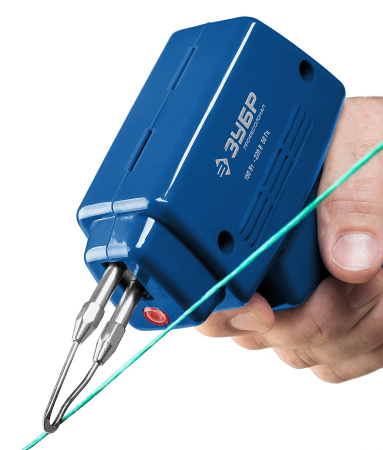 Импульсный паяльник в наборе, 150Вт, нагрев 6 сек., канифоль, припой, 2 сменных жала, в кейсе ЗУБР