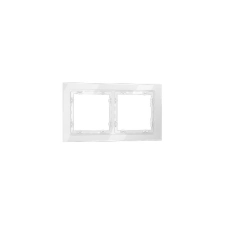 Рамка стеклянная Voltum S70 на 2 поста, (белый, стекло)