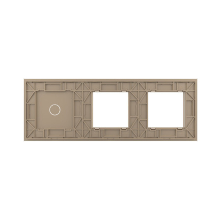 Панель для двух розеток и сенсорного выключателя, 1 клавиша, цвет золотой, стекло Livolo