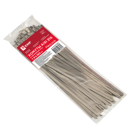 Хомут AISI 316 из нержавеющей стали, 7,9x360 (100 шт) FlexLock PROxima EKF