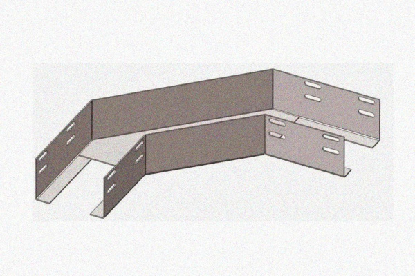 Лоток угловой перфорированный КГ 100х65-90 У3 поворот на 90, окрашенный, S1,0