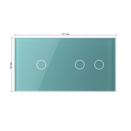 Сенсорный выключатель 3 клавиши (1-2), 2 поста Зеленый Livolo