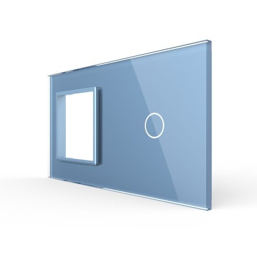 Панель для розетки и сенсорного выключателя, 1 клавиша, цвет синий, стекло Livolo