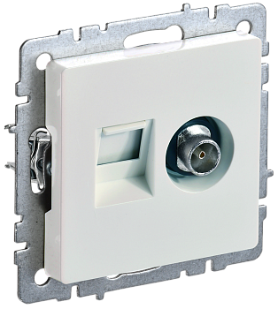 BRITE Розетка двойная TV+RJ45 кат.5E РТВ/РК12-БрЖ жемчуг IEK