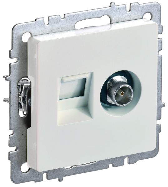 BRITE Розетка двойная TV+RJ45 кат.5E РТВ/РК12-БрЖ жемчуг IEK