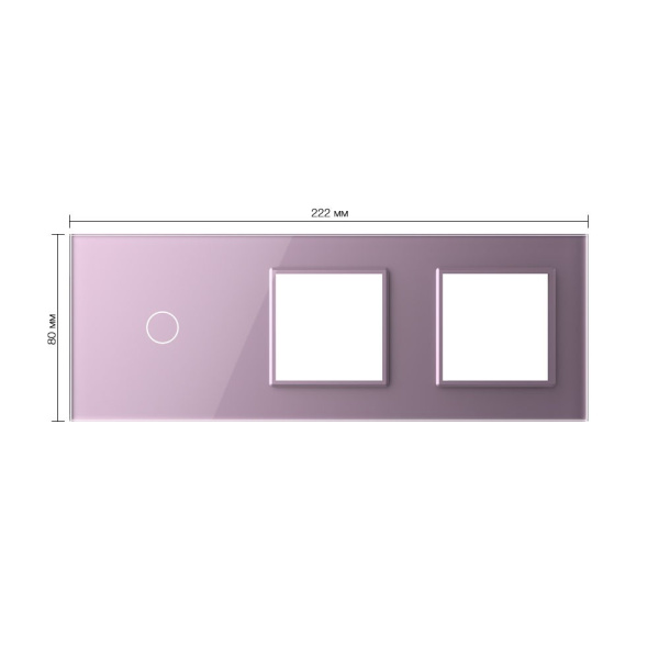 Панель для сенсорного выключателя и двух розеток, 1 клавиша, цвет розовый, стекло Livolo