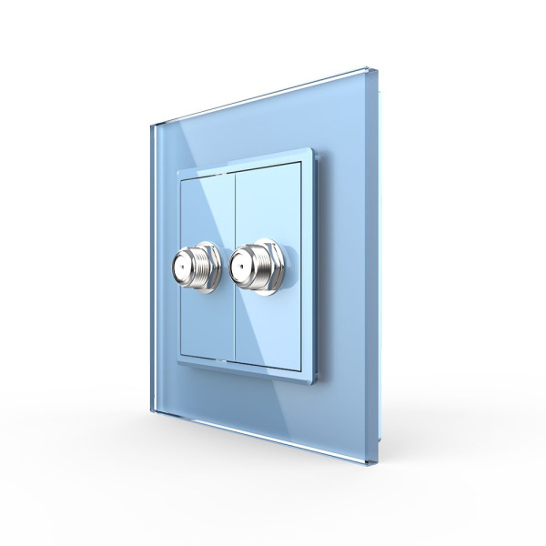 Розетка спутниковая SAT двойная Синяя Livolo Розетка спутниковая SAT двойная Синяя Livolo