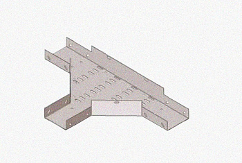 Лоток тройниковый замковый перфорированный ОТЗ 400х100 (Rп600) УХЛ1, радиус поворота трассы 600 мм, горячее цинкование S1,5