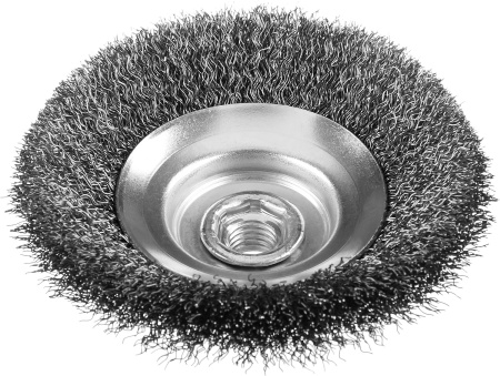 Профессионал. Щетка коническая для УШМ, витая стальная проволока 0,3мм, 100ммхМ14 ЗУБР