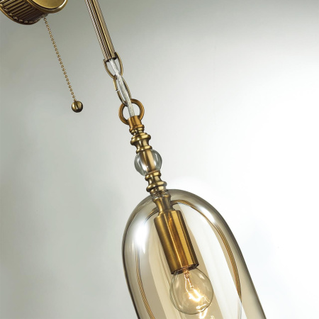 Бра с выкл.E14 1*40W BELL бронзовы/коньячный/стекло ODEON LIGHT
