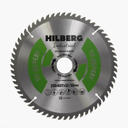 Диск пильный Industrial Дерево 200*32/30*60Т HW205 Hilberg