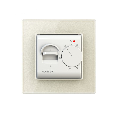 Терморегулятор Welrok MEX для рамки LIVOLO с механическим управлением, датчик пола 3 м, цвет белый с жемчужной рамкой