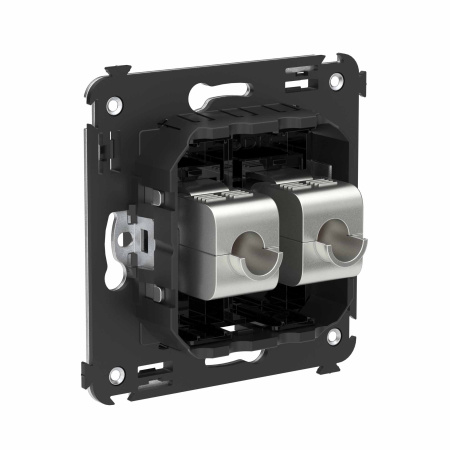 Компьютерная розетка RJ-45 без шторки в стену, кат.6А двойная экранированная, "Avanti", "Черный квадрат" DKC