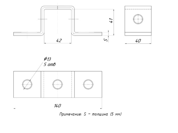 STRUT-пластина П-образная 5 отверстий EKF