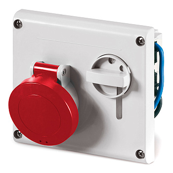 Розетка панельная с механической блокировкой и верхним расположением разъема IP44 32А 3P+E 400В DKC