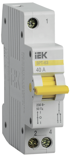 Выключатель-разъединитель трехпозиционный ВРТ-63 1P 40А IEK