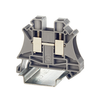 Клемма проходная, винтовой зажим, 2 точки подключения, 10 кв.мм, серая DKC