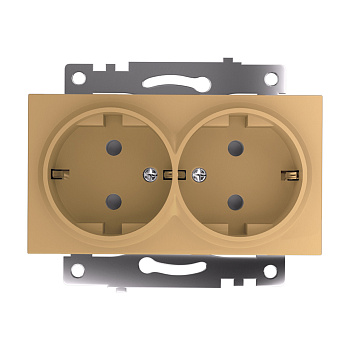 GLS16-7114-08 Розетка 2-местная с защитной шторкой (механизм) с/з, 250В, 16А, серия Катрин, золото STEKKER