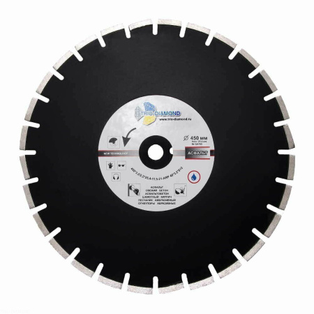 Диск алмазный отрезной 450*25,4*12 Асфальт Серебряная пайка GA775 Trio-Diamond