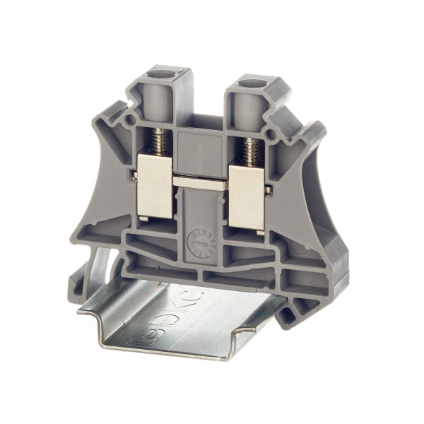 Клемма проходная, винтовой зажим, 2 точки подключения, 10 кв.мм, серая DKC