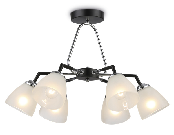 Светильник подвесной TR303294/6 BK/CH/FR черный/хром/белый матовый E27*6 max 60W D590*380 Ambrella Light Светильник подвесной TR303294/6 BK/CH/FR черный/хром/белый матовый E27*6 max 60W D590*380 Ambrella Light