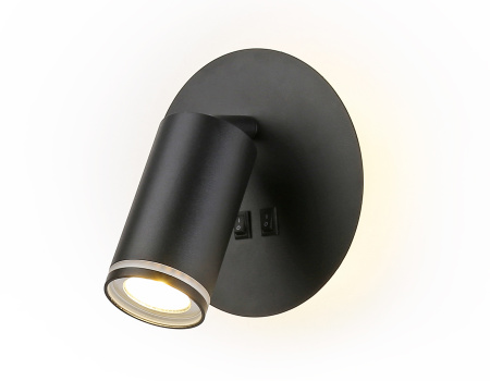 Светильник светодиодный настенный с выключателем FW2463 BK черный LED 4200K 7W D145*150 Ambrella Light