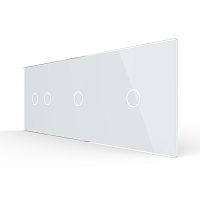 Панель для трех сенсорных выключателей, 4 клавиши (2+1+1), цвет белый, стекло Livolo