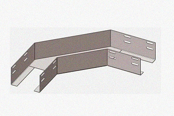 Лоток угловой замковый глухой КГЗГ 400х110-90 УТ1,5 поворот на 90, горячее цинкование, S1,5