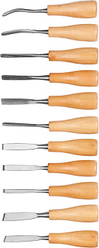 Набор: стамески фигурные "МИНИ" с деревянной ручкой, 11шт DEXX