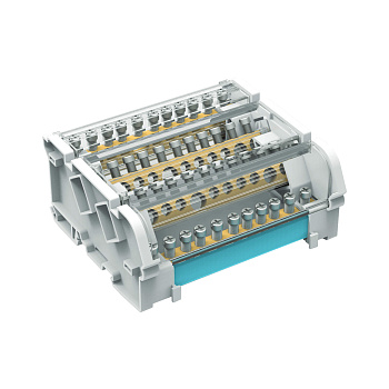 Блок распределительный на DIN рейку 4р 125А, 7х6мм 2х7,5мм 2x9мм. DKC