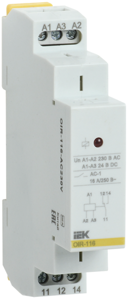 Реле промежуточное модульное OIR 1 контакт 16А 230В AC IEK