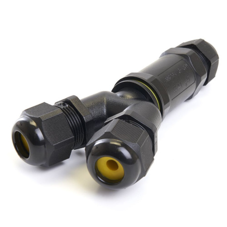 Соединитель-коннектор для проводов LD522/LD529, 3-контактный, водонепроницаемый, черный