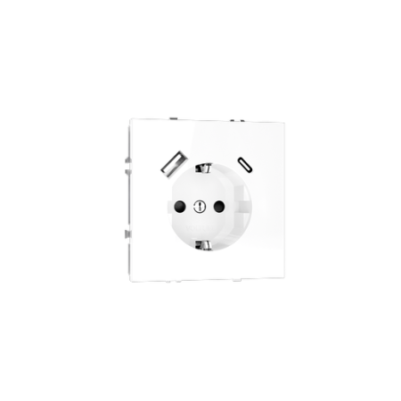 Розетка встраиваемая Voltum S70 с заземлением и защитными шторками, 16А, с USB, A+C, (белый глянцевый)