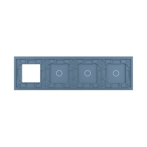 Панель для 3-х сенсорных выключателей и розетки, 3 клавиши (1+1+1), цвет синий, стекло Livolo фото 4