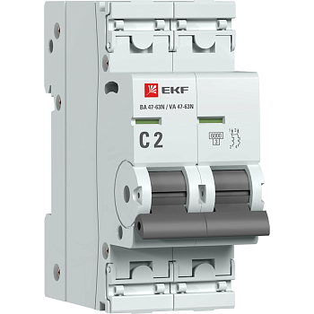 Выключатель автоматический ВА МОД 2П 2А C 6кА ВА 47-63N PROxima EKF