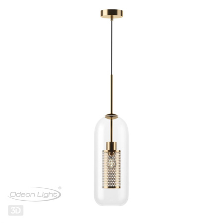 Подвес E27 1*40W CLOCKY античн.бронза/металл/прозрачный/стекло B ODEON LIGHT