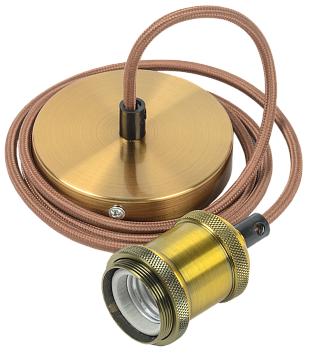 Патрон подвесной Пал27-04-К52 E27 со шнуром 1,5м RETRO золото IEK