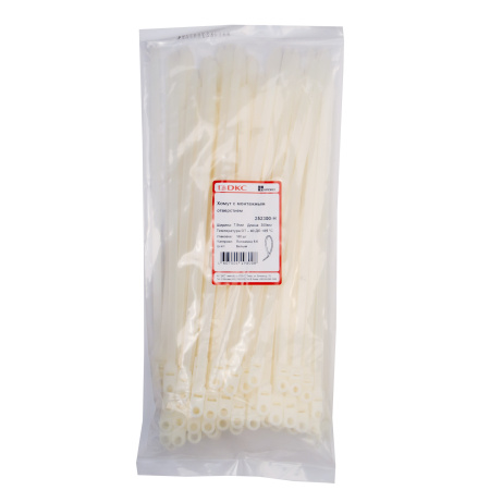 Хомут P6.6 с монтажным отверстием, белый, 7,8x300 DKC