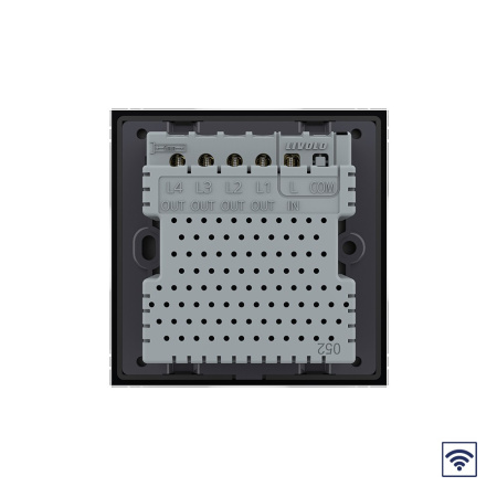 Сенсорный радиоуправляемый выключатель 4 клавиши 1 пост Черный UK стандарт Livolo