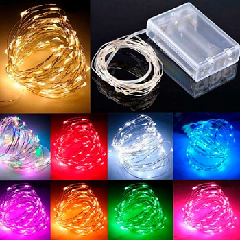 Гирлянда Роса 50 led IP65 на батарейках 5 метров RGB Giant4
