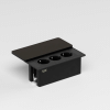 Donel Настольный встраиваемый розеточный блок с сдвижной крышкой из стали 6 мод. (3 мод. 45х45), черный
