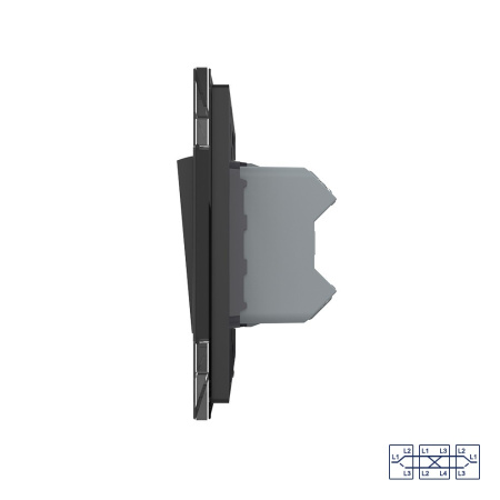 Двухклавишный перекрестный механический выключатель 1 пост, цвет черный Livolo