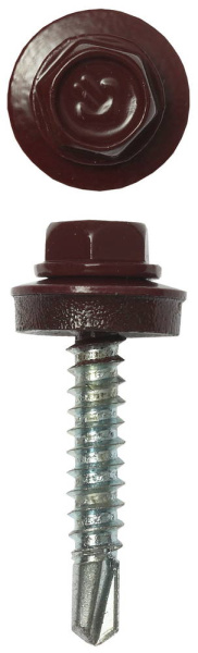 Саморезы СКД кровельные, RAL 3005 темно-красный, 29 х 4.8 мм, 2 500 шт, для деревянной обрешетки, Профессионал ЗУБР