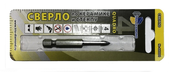 Сверло по керамике и стеклу квадро 4мм 440004 Trio-Diamond