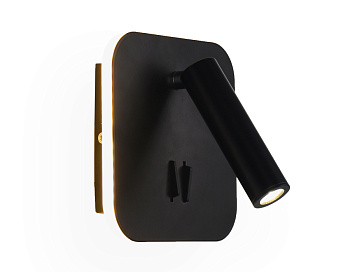 Настенный поворотный светодиодный светильник с выключателем FW253 BK/S черный/песок LED 4200K+3000K 12W 140*140*110 Ambrella Light