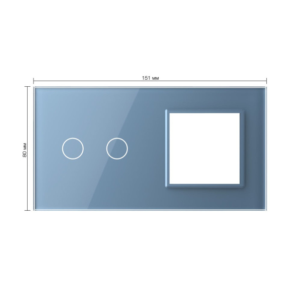 Панель для сенсорного выключателя и розетки, 2 клавиши, цвет синий, стекло Livolo