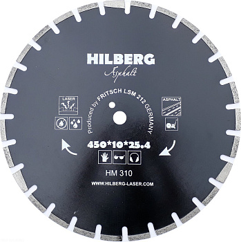 Диск алмазный отрезной 450*25,4*12 Hard Materials Лазер асфальт HM310 Hilberg